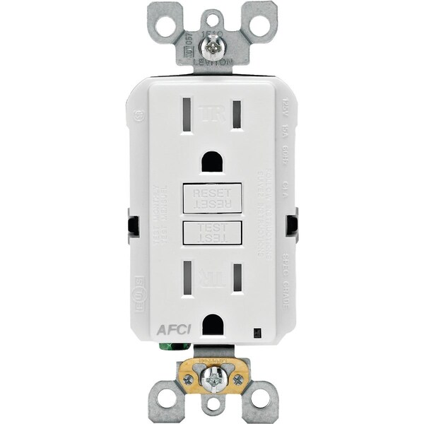 Leviton Straight Blade Receptacle, 5-15R, 15 A, 125V AC, 2 Pole, 3 Wire, Self-Grounded R32-AFTR1-0KW - main